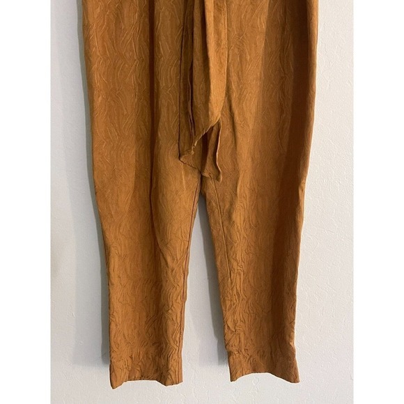 Ett Twa Anthropologie Pants sz 2 Aubade Tie Waist Belted Tapered Copper Brown - Picture 5 of 8